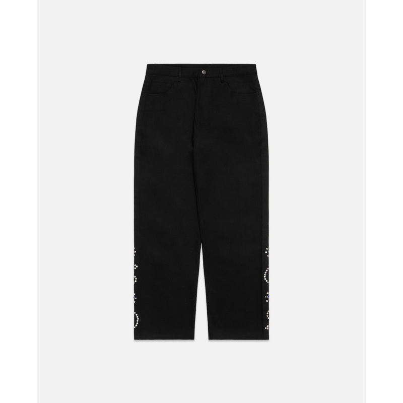 Paisley Studded Twill Pants (Black)