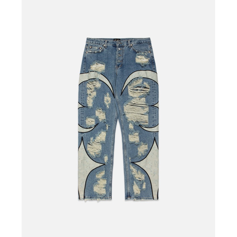 TC Leather Washing Denim Pants (War. Ver) (Blue)