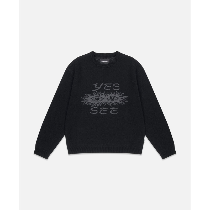 Eye Knit Pullover Sweater (Black)