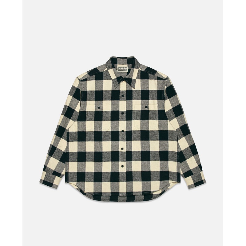 Flannel Regular Collar Shirt (Black)