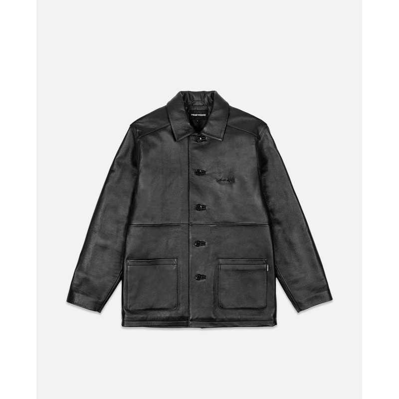 Glossy Leather Car Coat (Black)