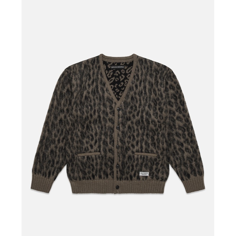Leopard Heavy Mohair Cardigan (Brown)