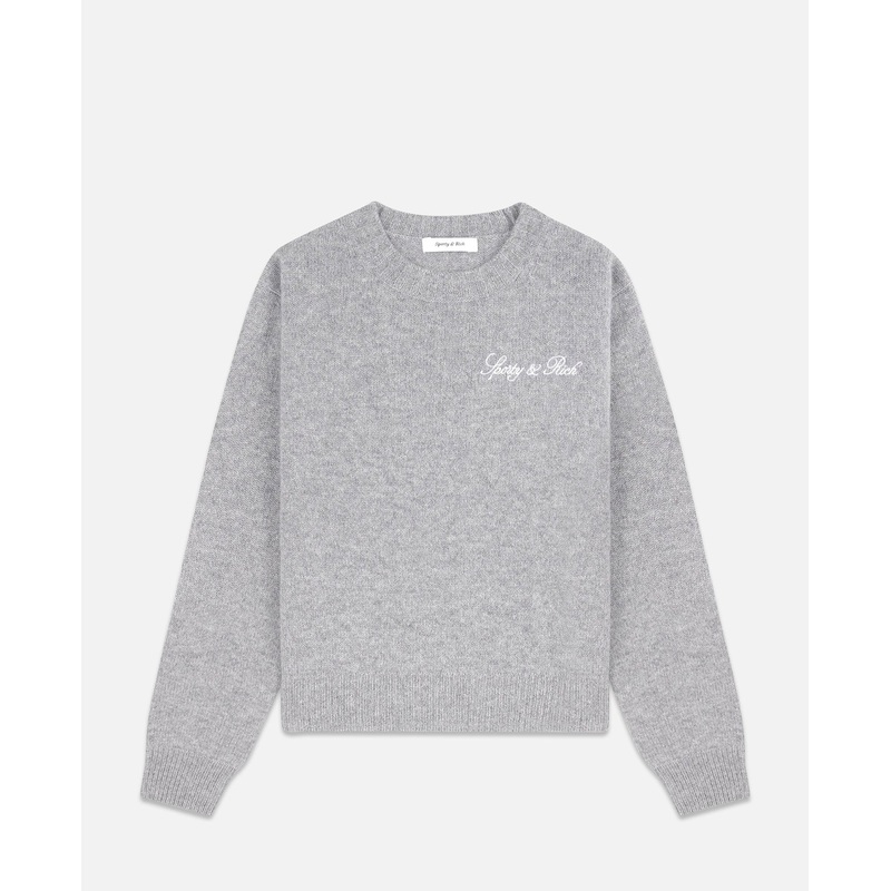 Vendome Script Cashmere Crewneck (Grey)