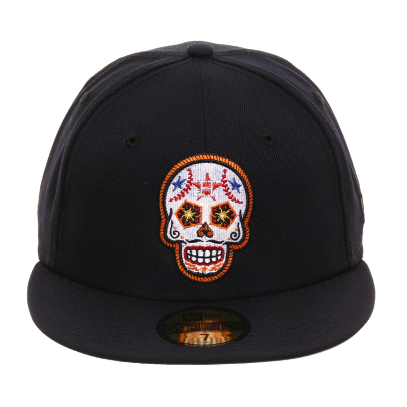 Exclusive New Era 59Fifty Houston Astros Sugar Skull Hat - Navy