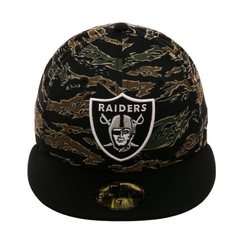 Exclusive New Era 59Fifty Oakland Raiders Hat - 2T Tiger Camo, Black