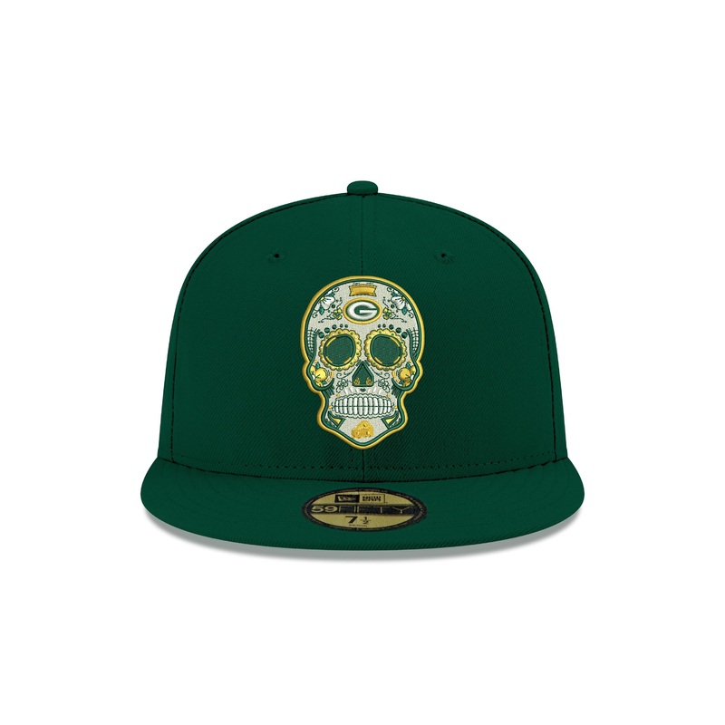 Pre-Order Exclusive New Era 59Fifty Green Bay Packers Sugar Skull Hat - Green