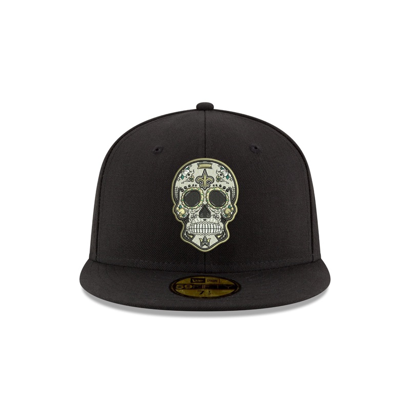 Pre-Order Exclusive New Era 59Fifty New Orleans Saints  Sugar Skull Hat - Black