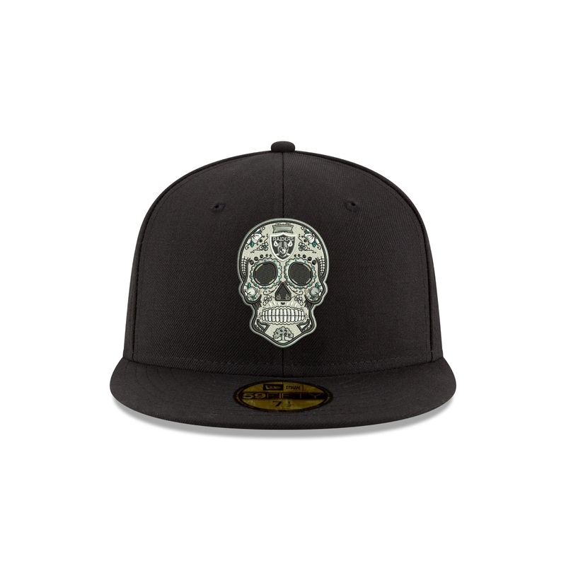 Pre-Order Exclusive New Era 59Fifty Oakland Raiders Sugar Skull Hat - Black