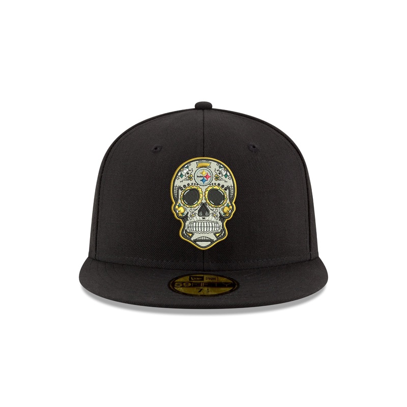 Pre-Order Exclusive New Era 59Fifty Pittsburgh Steelers Sugar Skull Hat - Black