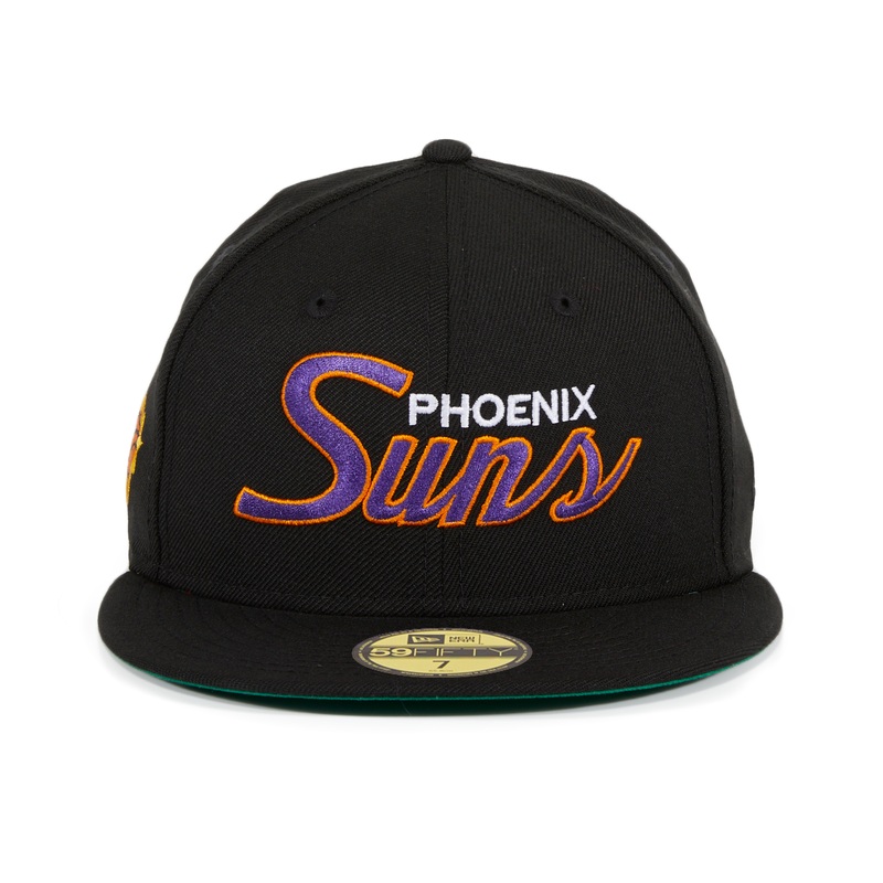 Exclusive New Era 59Fifty Phoenix Suns Script Hat - Black, Purple, Orange