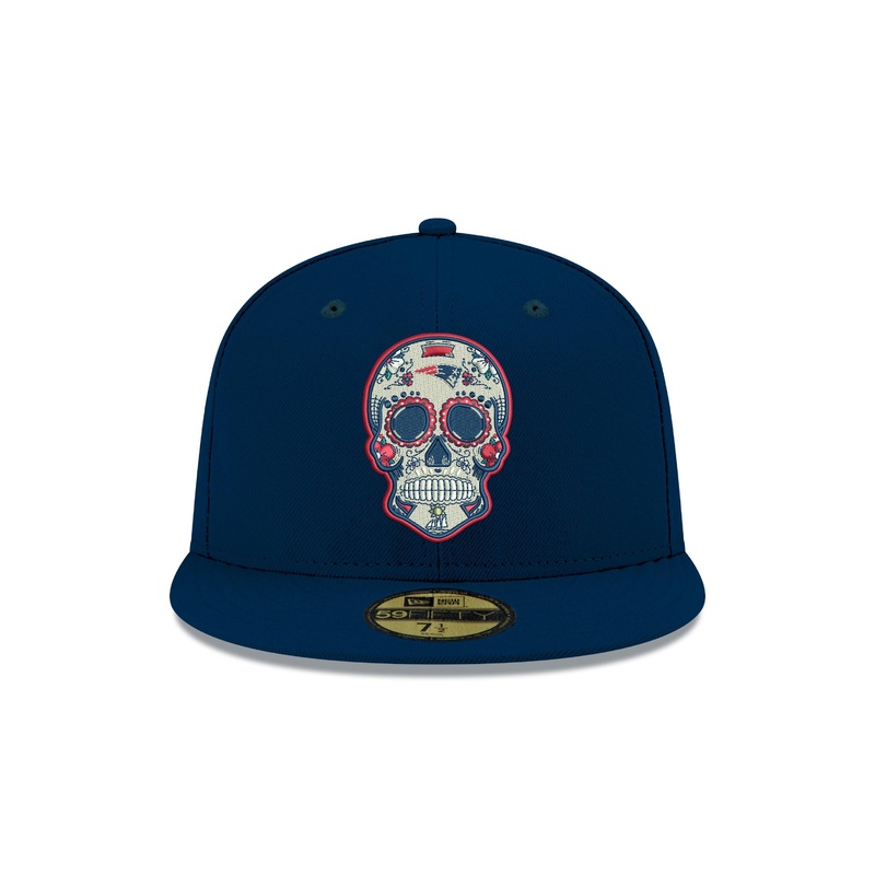 Pre-Order Exclusive New Era 59Fifty New England Patriots Sugar Skull Hat - Navy
