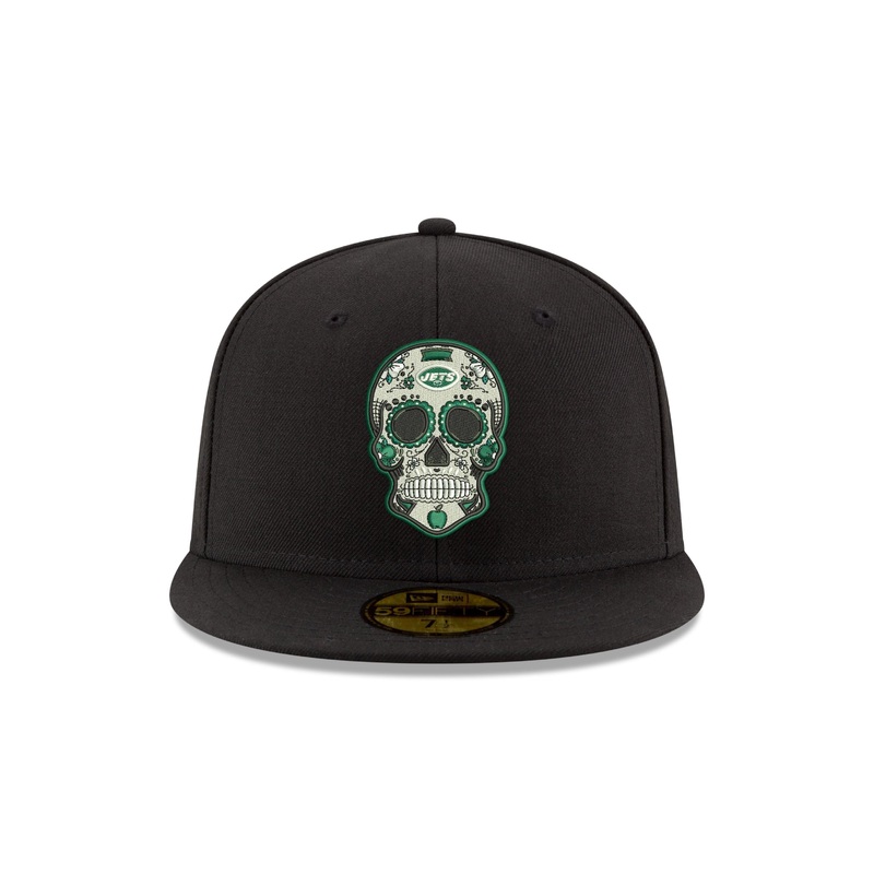 Pre-Order Exclusive New Era 59Fifty New York Jets Sugar Skull Hat - Black