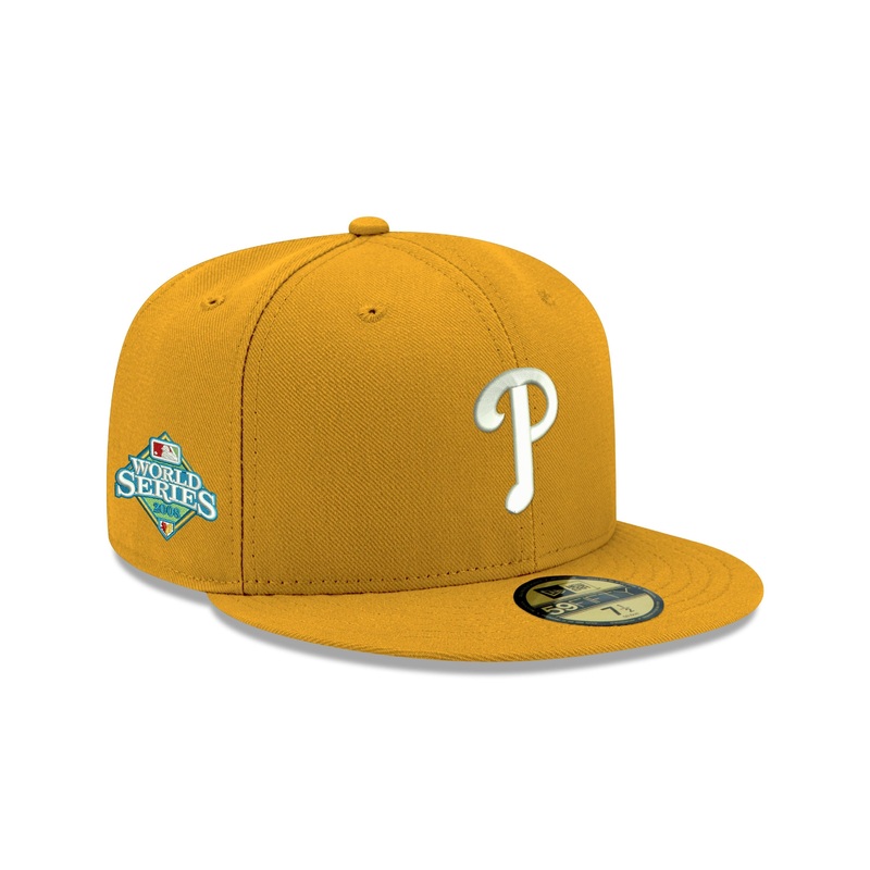Pre-order Exclusive New Era 59Fifty Philadelphia Phillies 2008 World Series Patch W/ Grey UV Hat - Gold, White