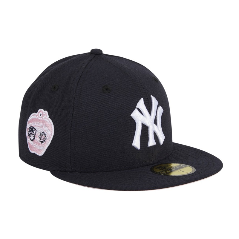 Exclusive New Era 59Fifty New York Yankees 1977 All Star Game Patch W/ Pink UV Hat - Navy, White