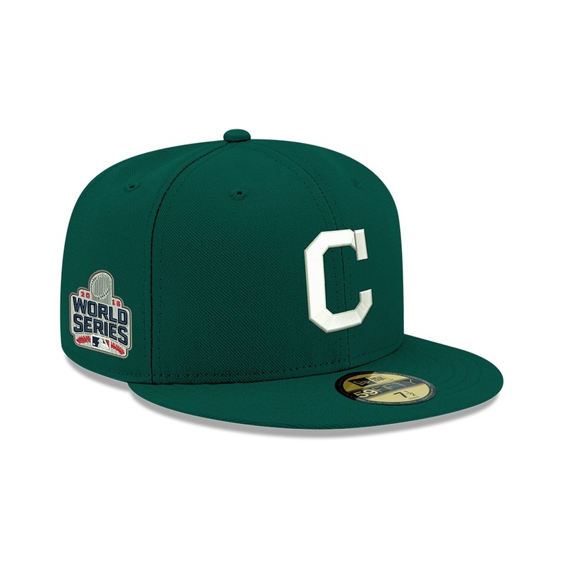Pre-Order Exclusive New Era 59Fifty Cleveland Indians 2016 World Series Patch w/ Pink UV Hat - Green