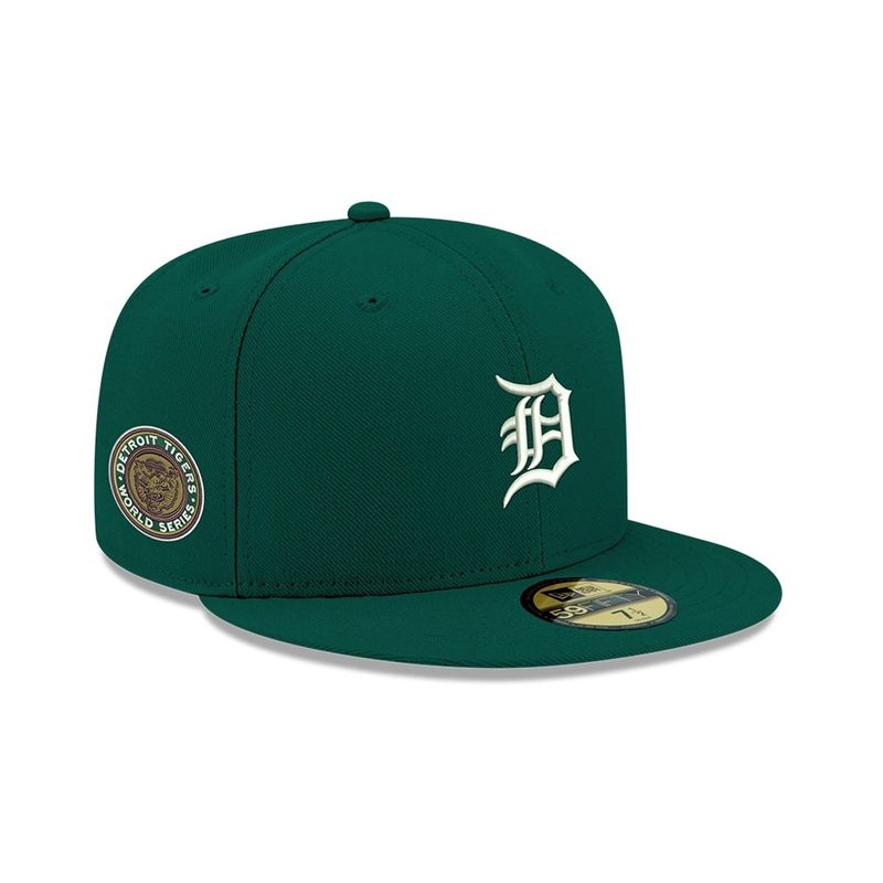 Pre-Order Exclusive New Era 59Fifty Detroit Tigers 1968 World Series Patch w/ Pink UV Hat - Green