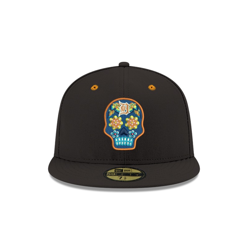 Pre-order Exclusive New Era 59Fifty Detroit Tigers Neon Sugar Skull Hat - Black