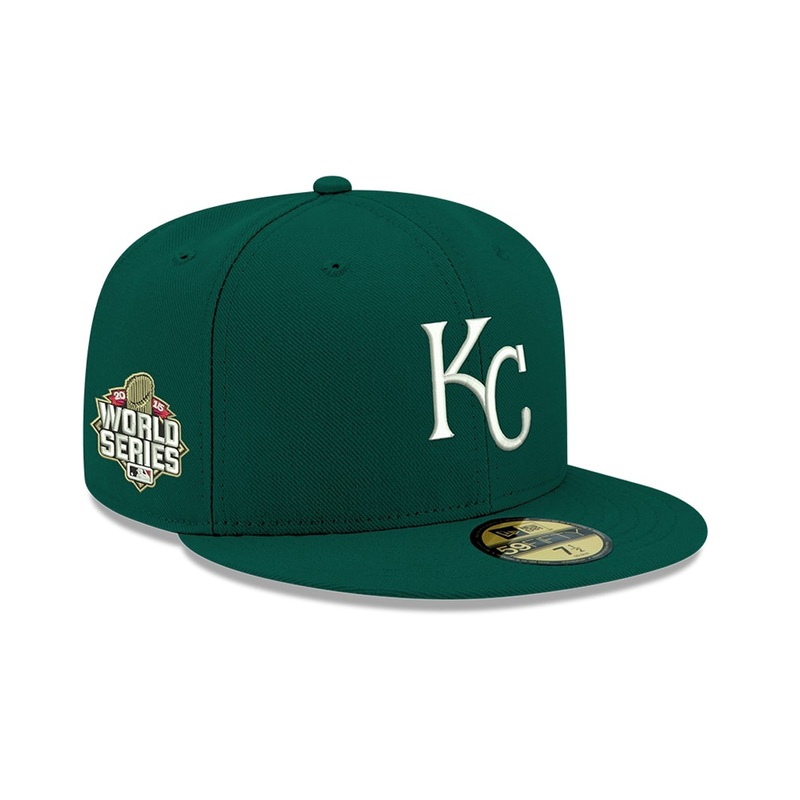 Pre-Order Exclusive New Era 59Fifty Kansas City Royals 2015 World Series Patch w/ Pink UV Hat - Green