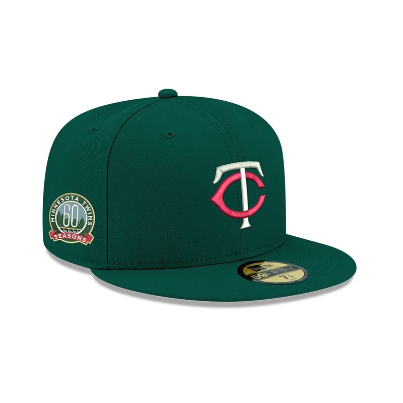 Pre-Order Exclusive New Era 59Fifty Minnesota Twins 60th Anniversary Patch w/ Pink UV Hat - Green
