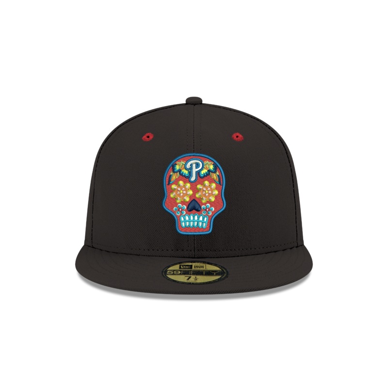 Pre-order Exclusive New Era 59Fifty Philadelphia Phillies Neon Sugar Skull Hat - Black