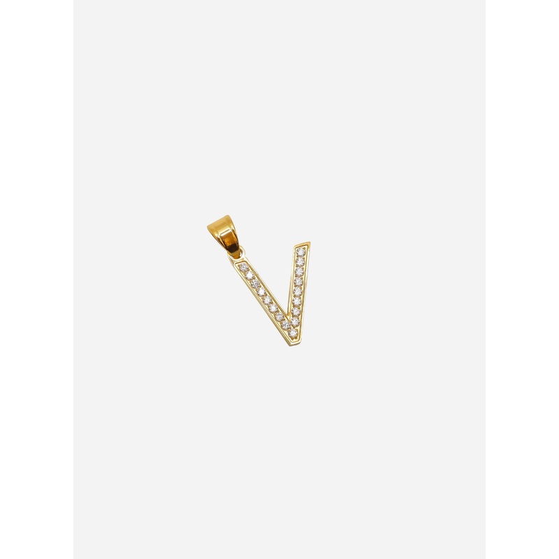 Diamond Gold Letter V Pendant