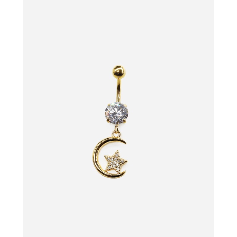 Fancy Moon Star Dangle Belly Ring