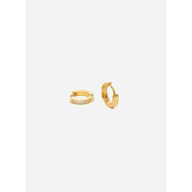 GD Classic Diamond Hinged Thin Hoops Earring