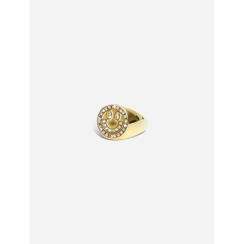 GD Cubic Zircon Happy Face Ring