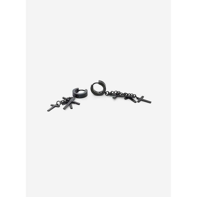 GD Dangling Cross Huggie Hinged Earring