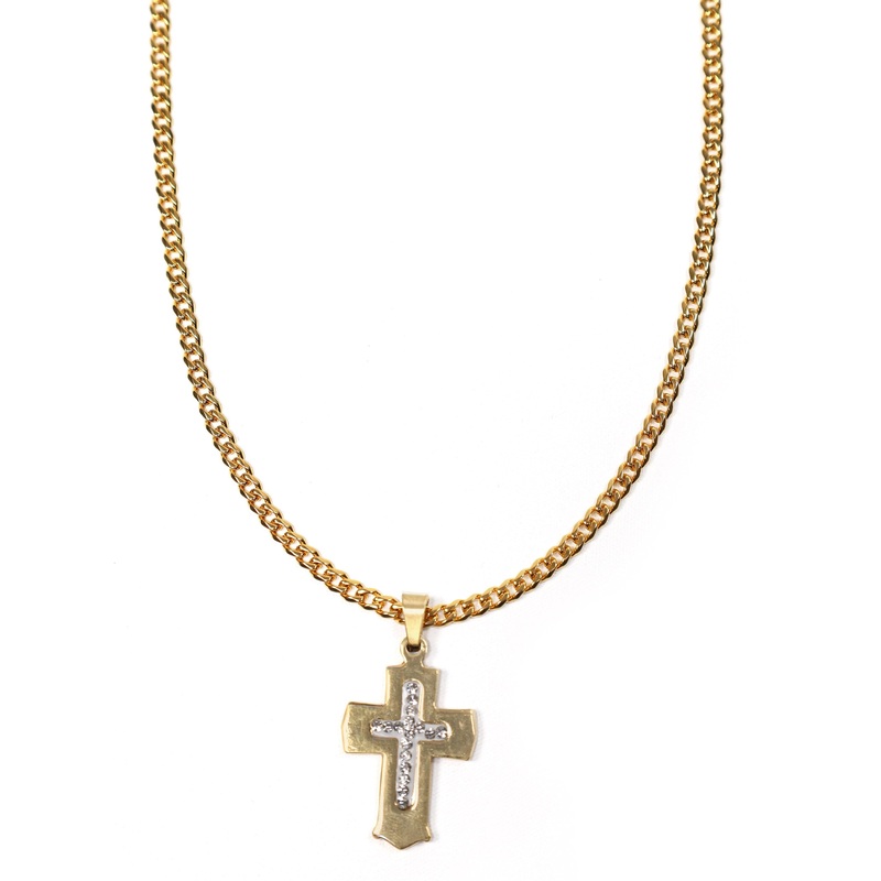 GD Gold Cross Crucifix Pendant