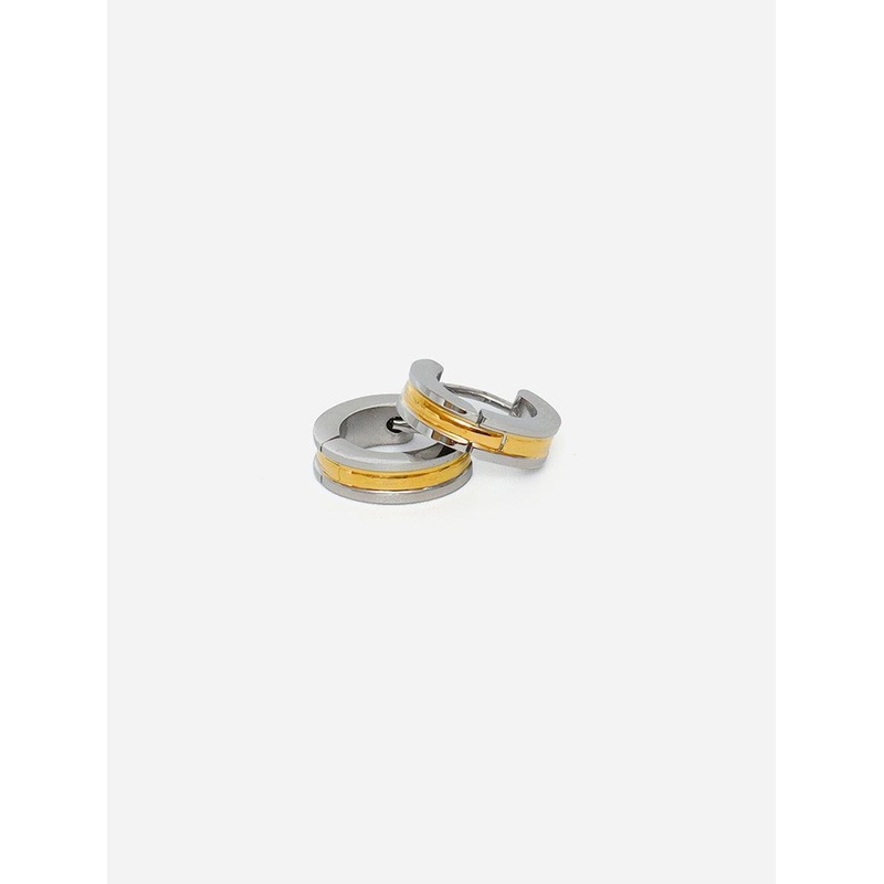 GD Grooved Huggie Hoop Hinged Earring