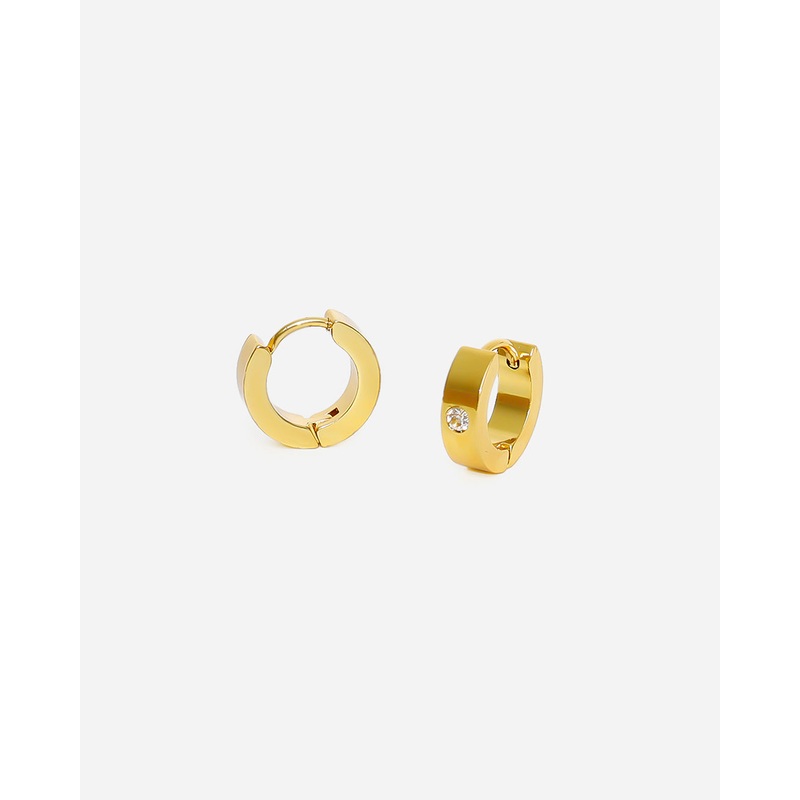 GD Hoops Zirconia Earrings Gold Plated