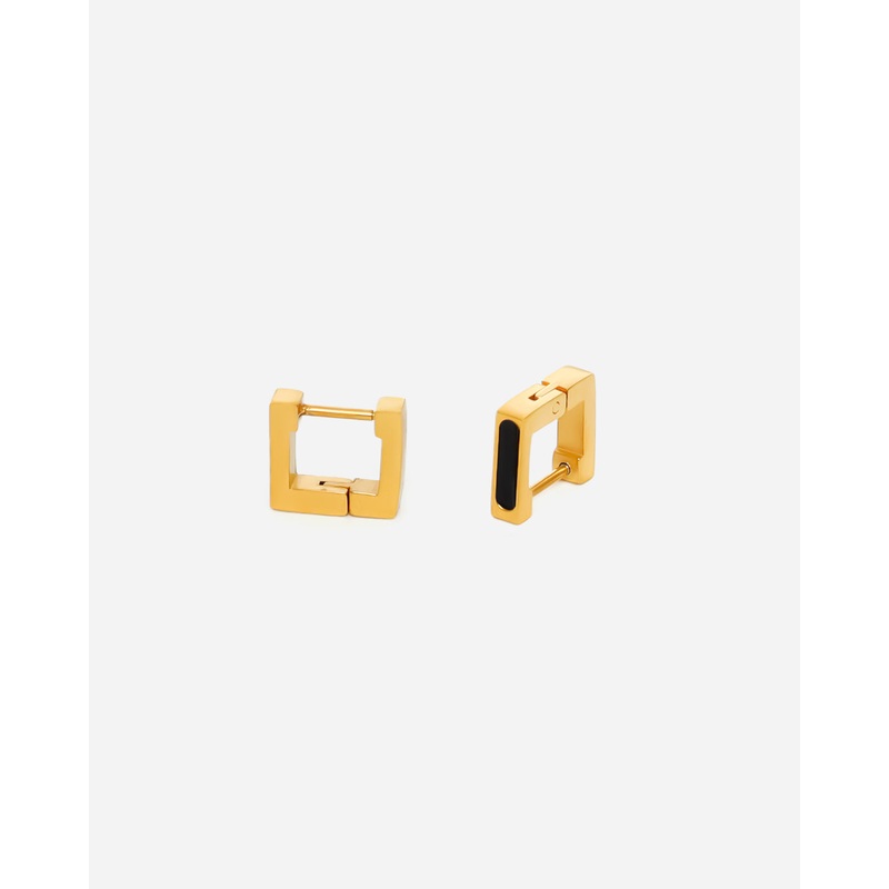 GD Square Shape Earring Black/Gold