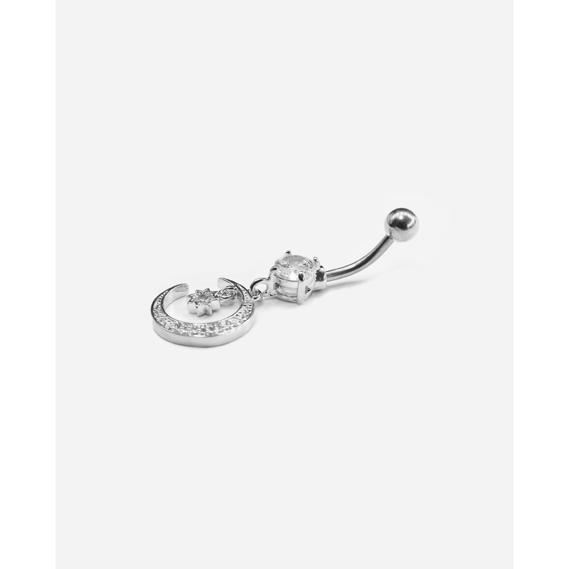 Iced Moon Crystal Dangle Belly Ring