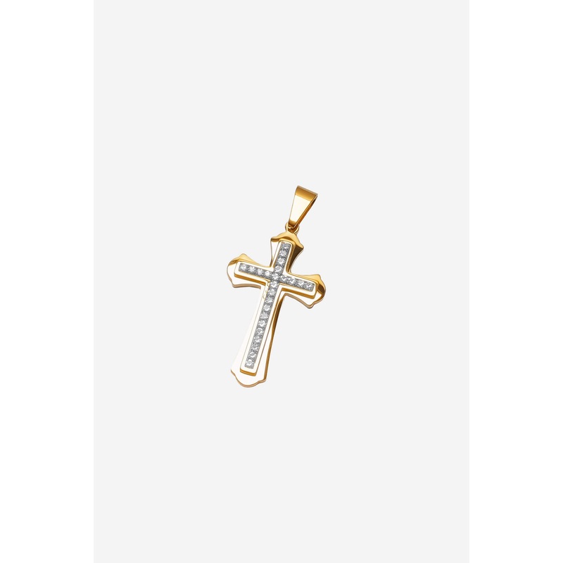 Diamante Center Cross Pendant Gold-Tone