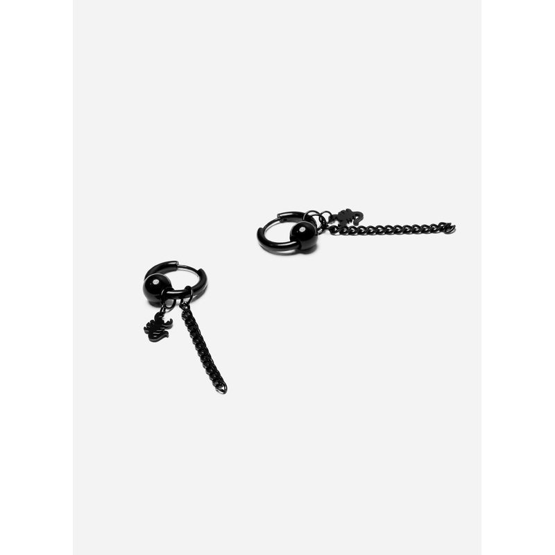 GD Dangling Scorpion Hoop Earring Black