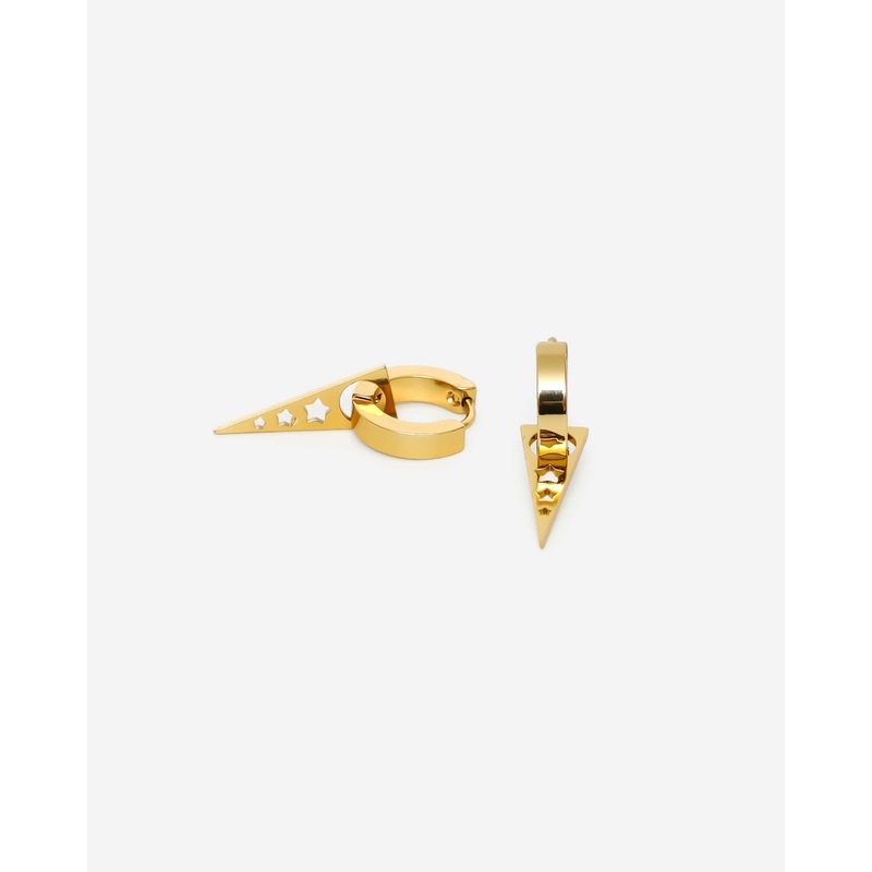 GD Detachable Spike Dangle Earrings Gold Tone