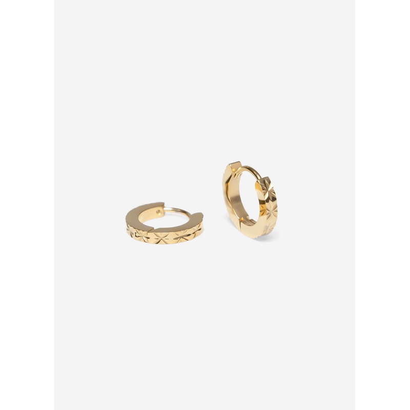 GD Diamond Cut Gold Hoops