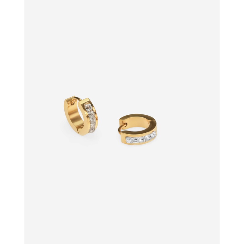 GD Diamond Pave Hoop Earrings Gold-Tone