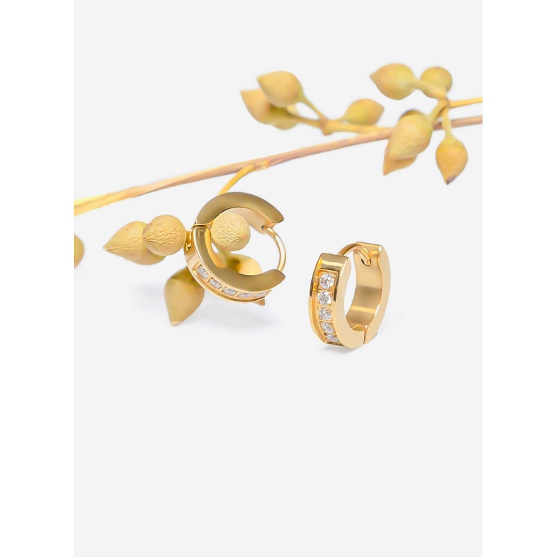 GD Diamond Thick Hoop Earrings