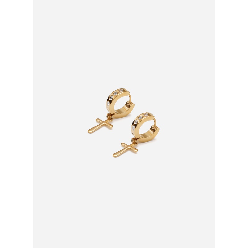 GD Egyptian Icy Hoop Earrings Gold Tone