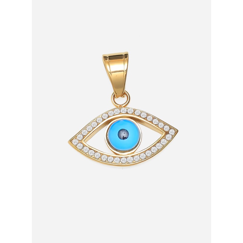 GD Gold Evil Eye Single Line Diamante Pendant