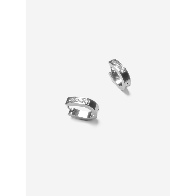 GD Oval Shaped Icy Hoop Earrings