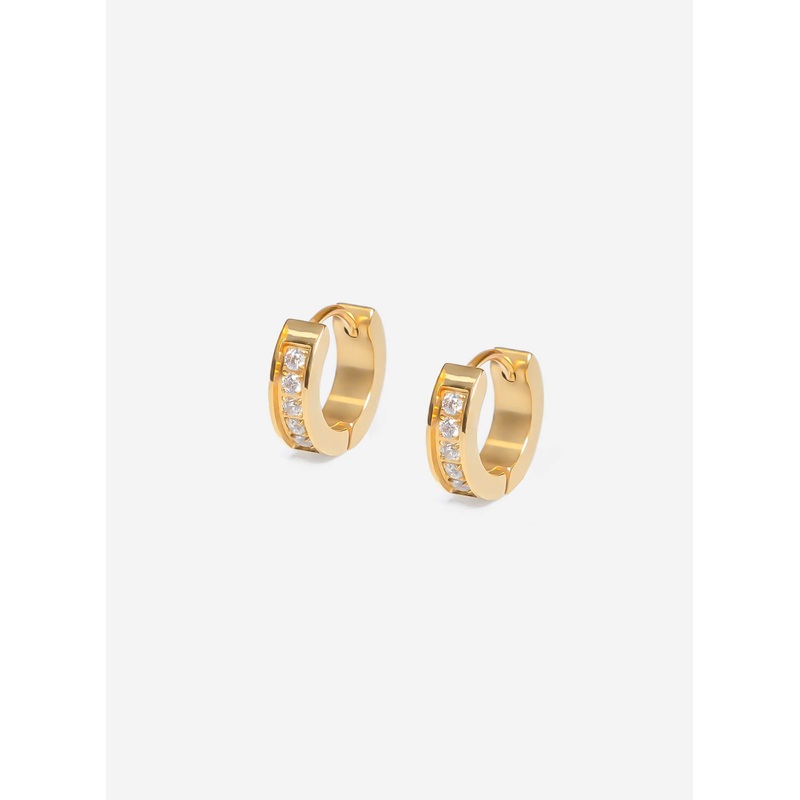 Hoops Cubic Zirconia Ice Earrings Gold-Tone