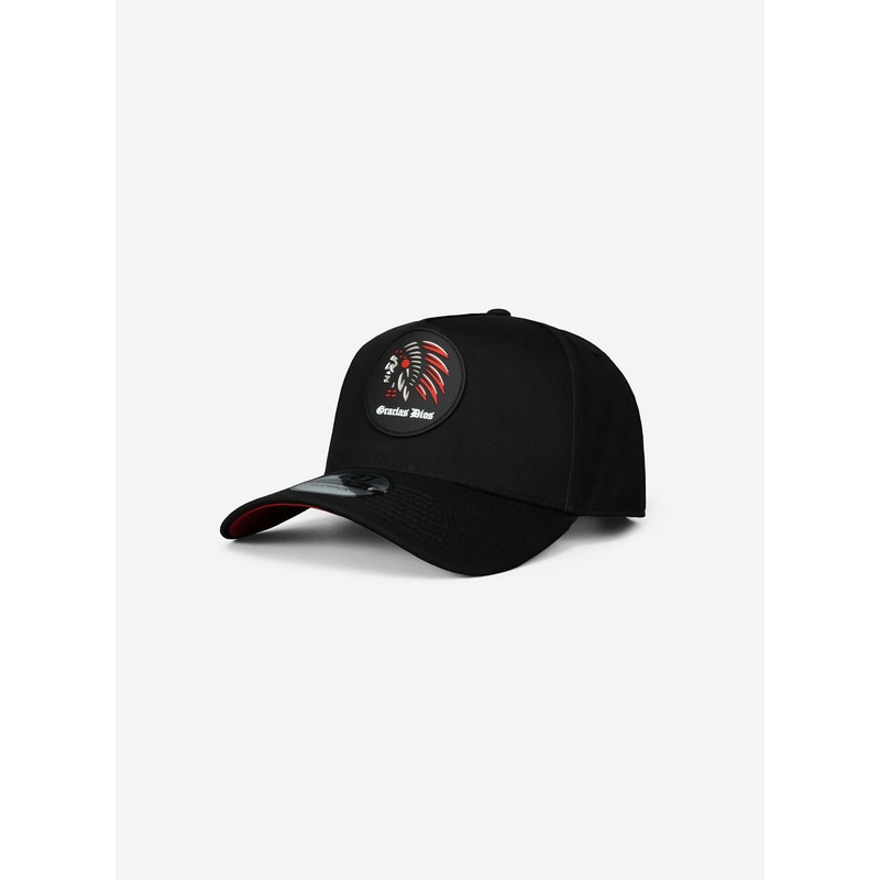 Indian A-Frame Snapback Hat Black