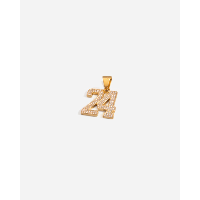 Number 24 Kobe Bryant Iced Pendant Gold Tone
