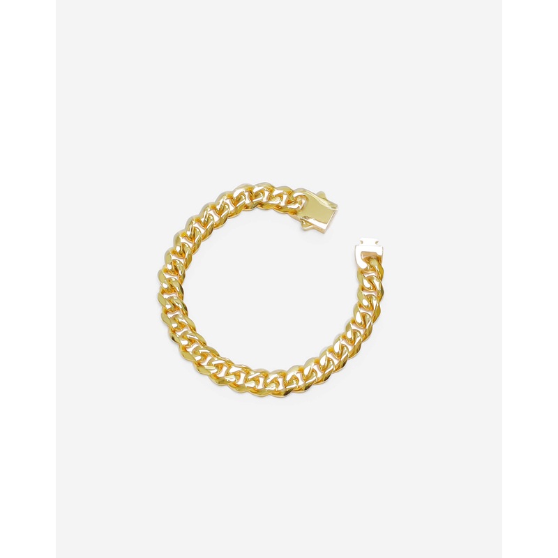 GD Cuban Stainless Steel Bracelet 13mmx8 Inch 22k Gold