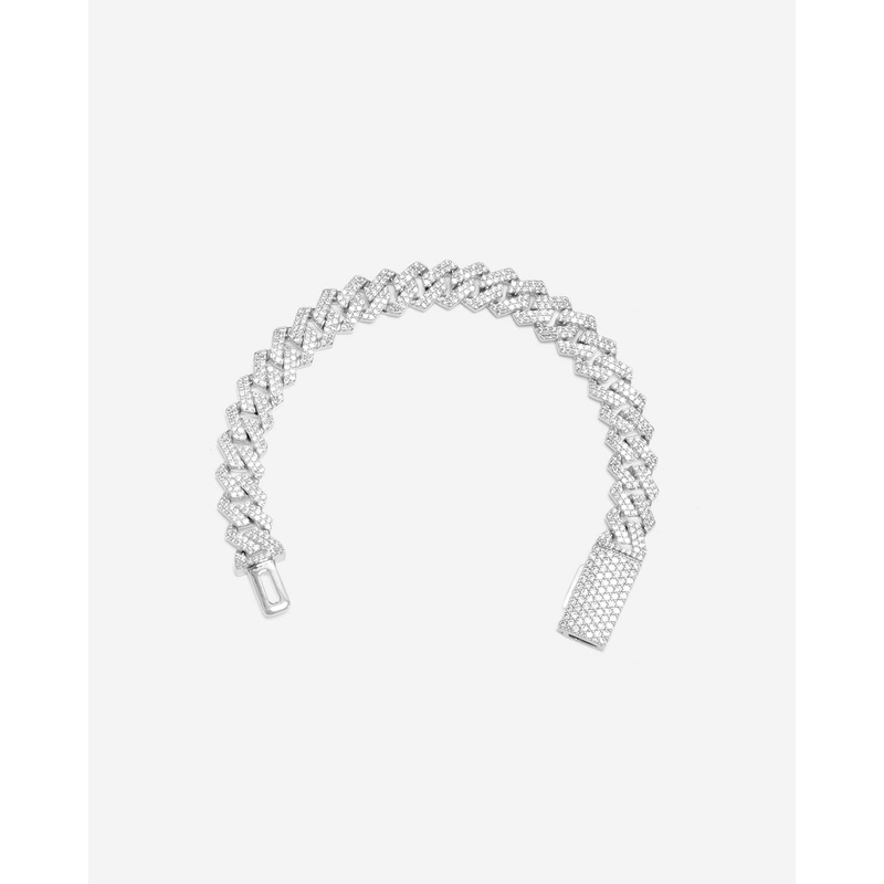 GD Ice Cubic Zirconia 13mm Bracelet White Gold Plated