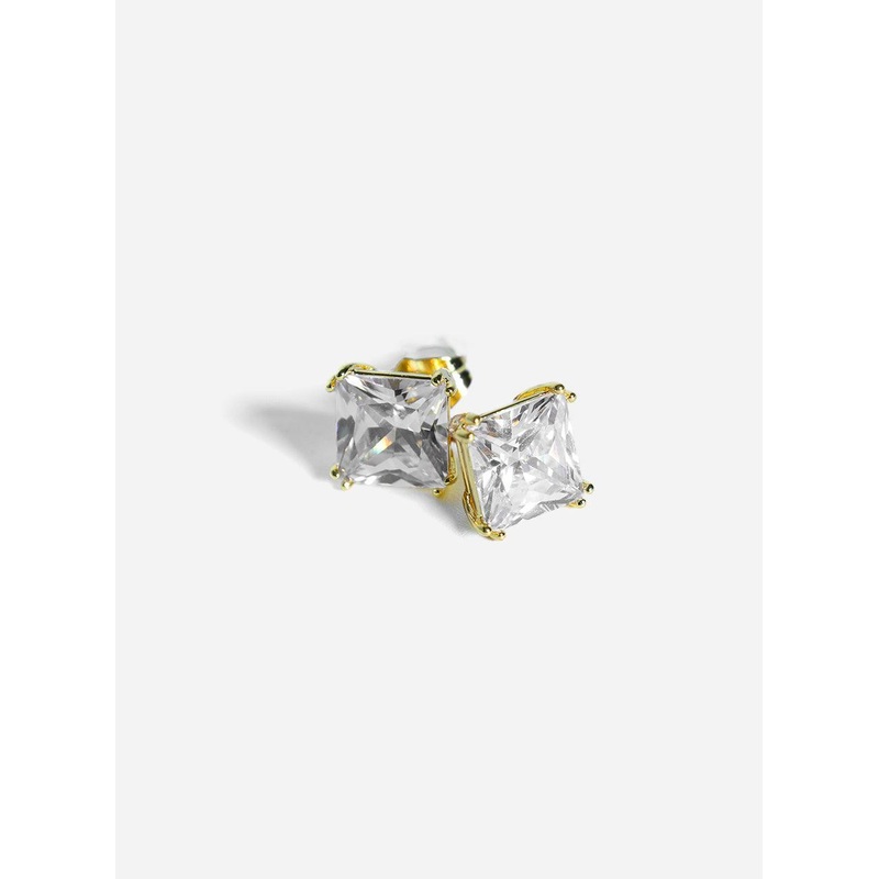 GD Square Basket Set Solitaire Stud Earring