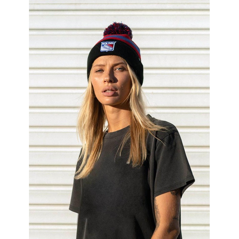 New York Rangers Breakaway Cuff Knit Pom Beanie